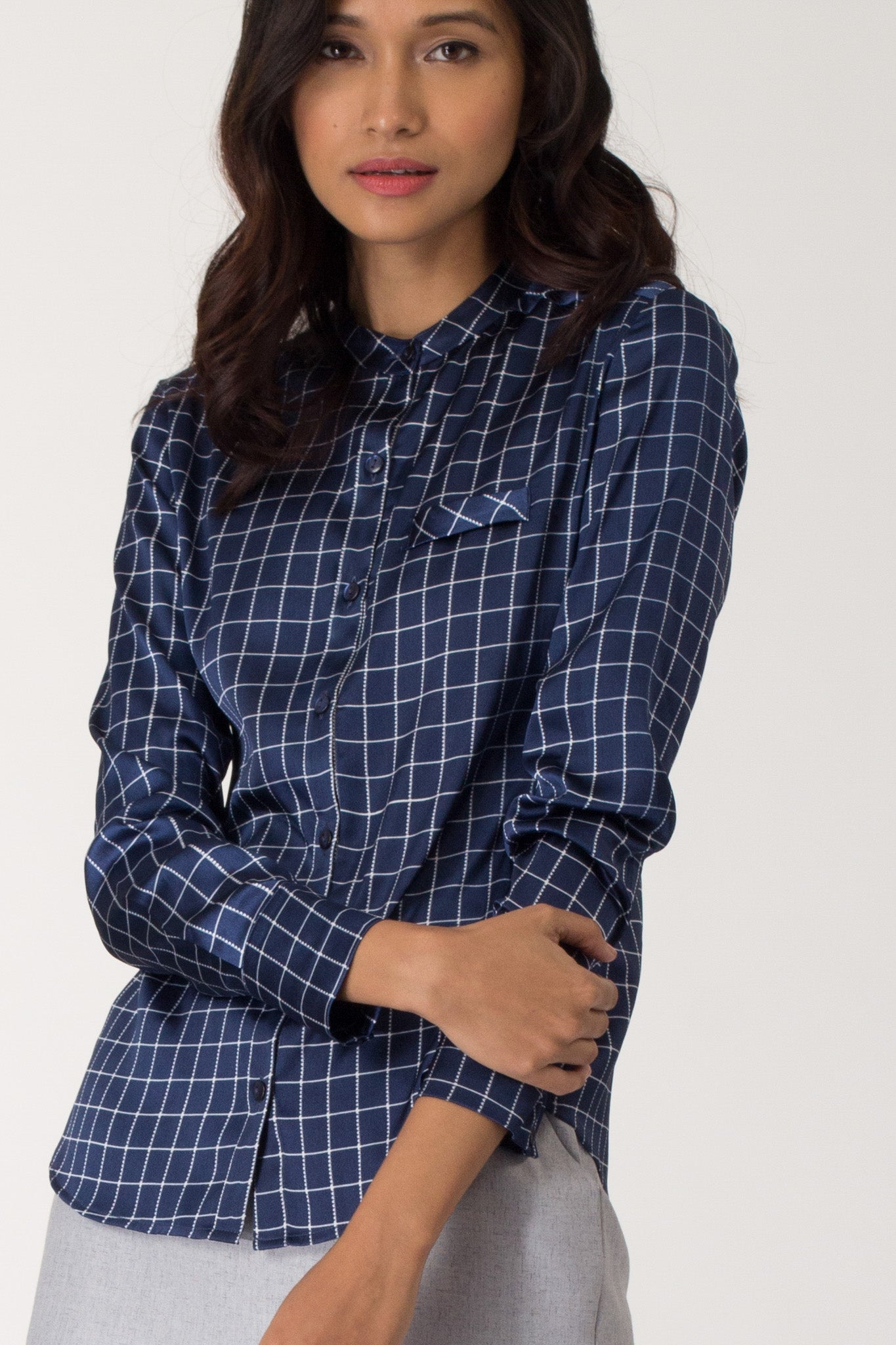 Satin Checkered Shirt