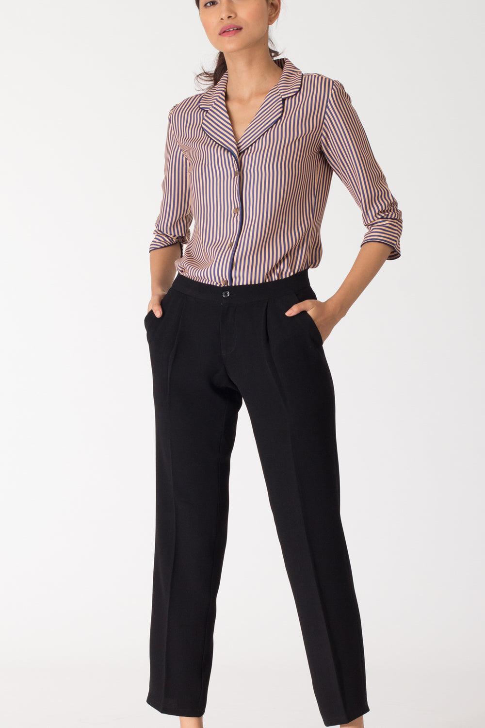 Buy Black Formal Trouser With Adjuster Buttons For Women Online  Best  Prices in India  UNIFORM BUCKET