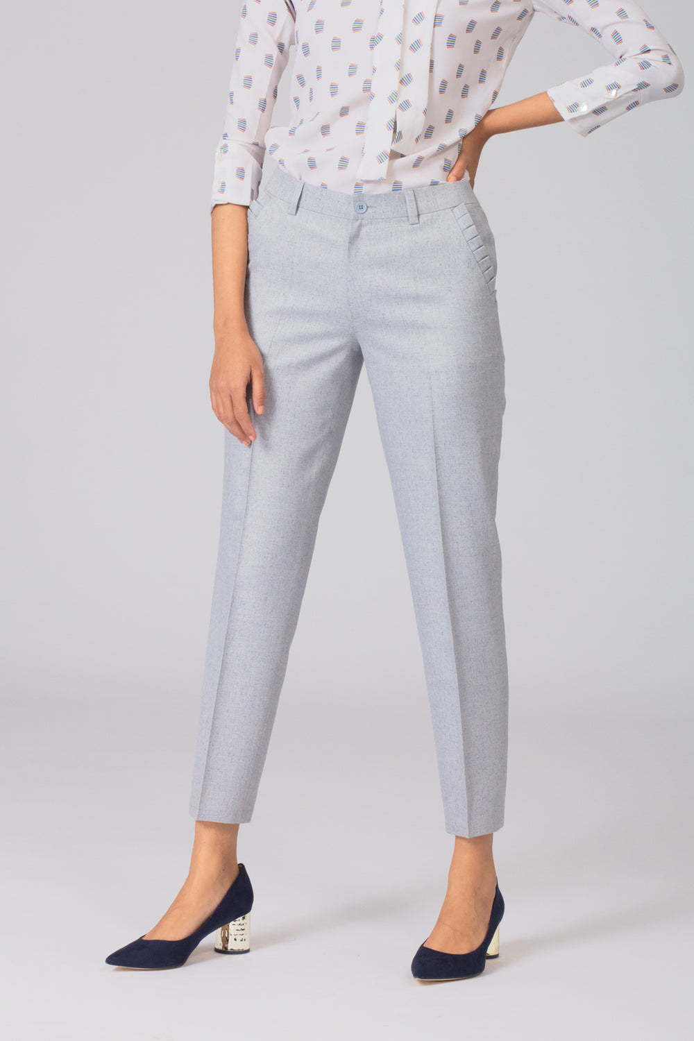 Buy Women Grey Print Formal Regular Fit Trousers Online  792166  Van  Heusen