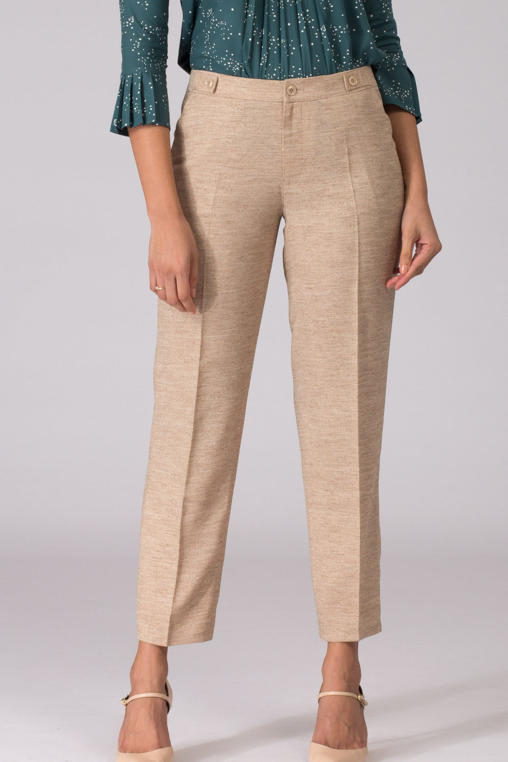 Buy Online Plus Size a Beige Solid Formal Trouser at best price  Plussin