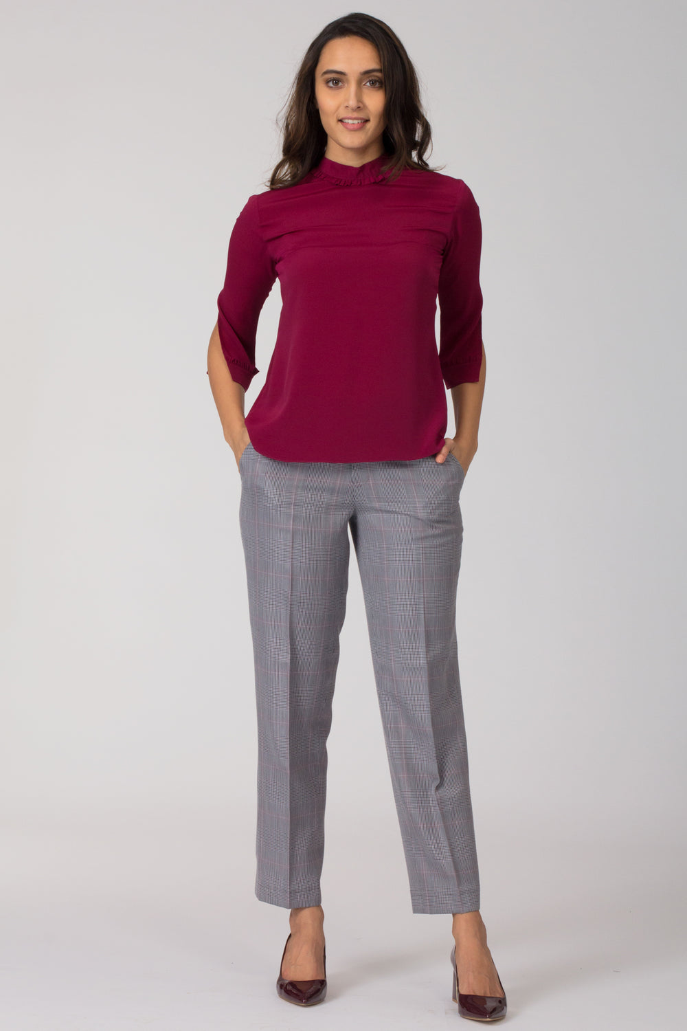 Buy Women Grey Stripe Formal Regular Fit Trousers Online  749567  Van  Heusen