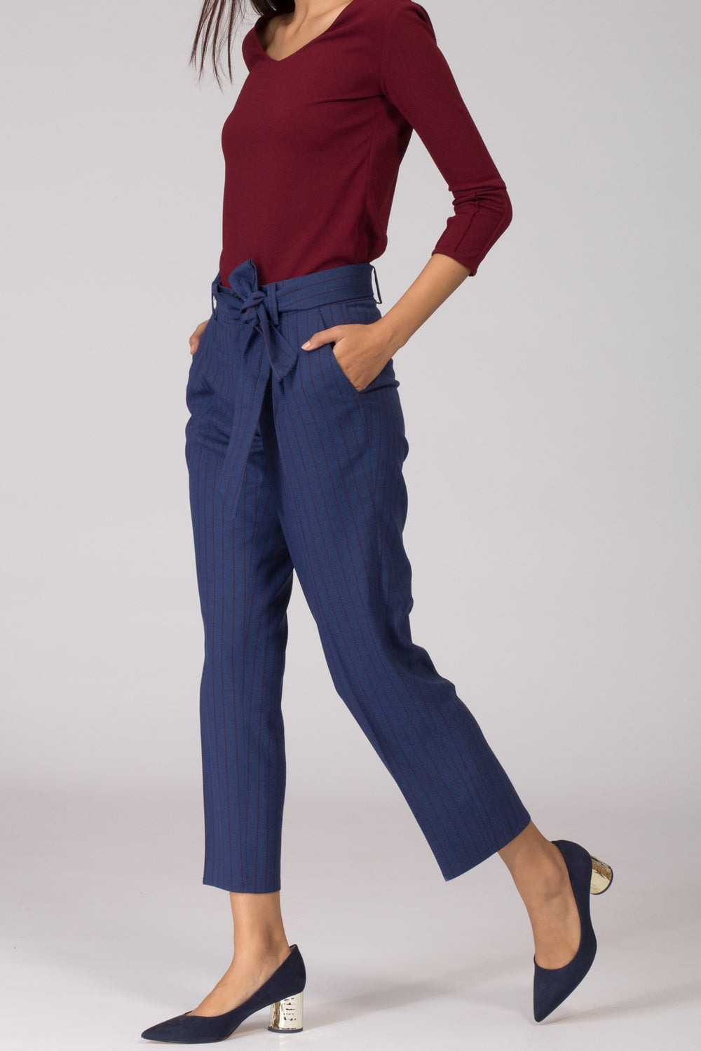 Womens lightweight wool work dress pants lined in custom-made fashion