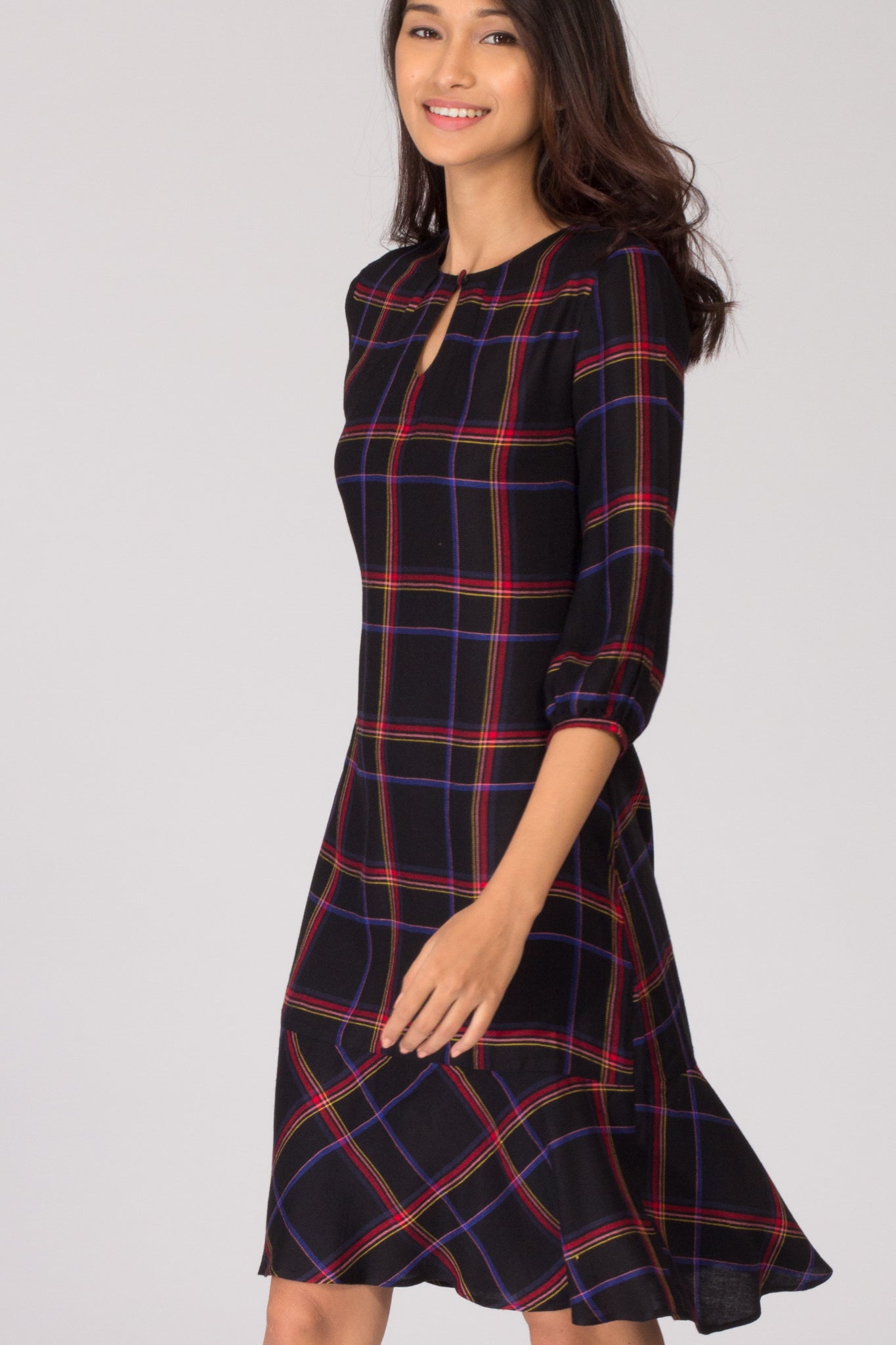 Red fashion black checkered dress